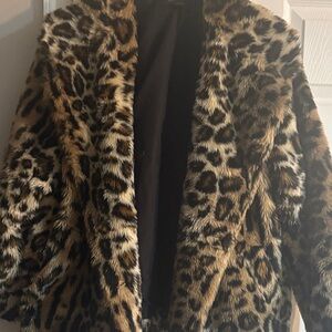 Leopard Print Faux Fur Coat